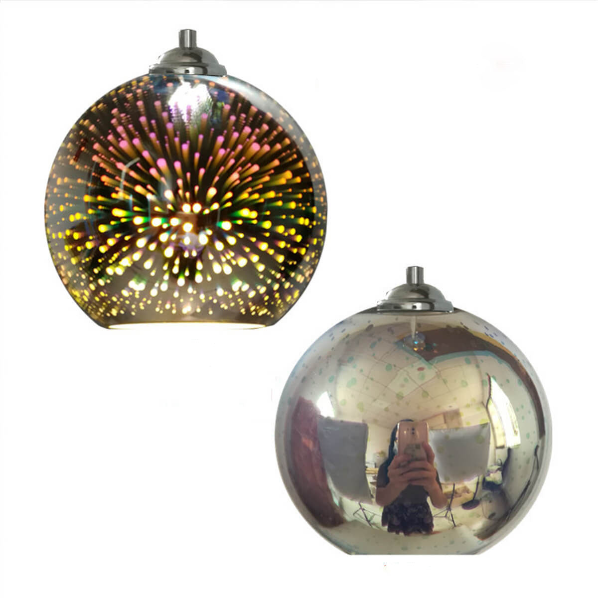 Flerfarvet 3D Glas Pendellampe | Skaber Firework-lignende Effekt | 1 Lyskilde | Moderne Indretning | Høj Kvalitet Glas og Metal | E27