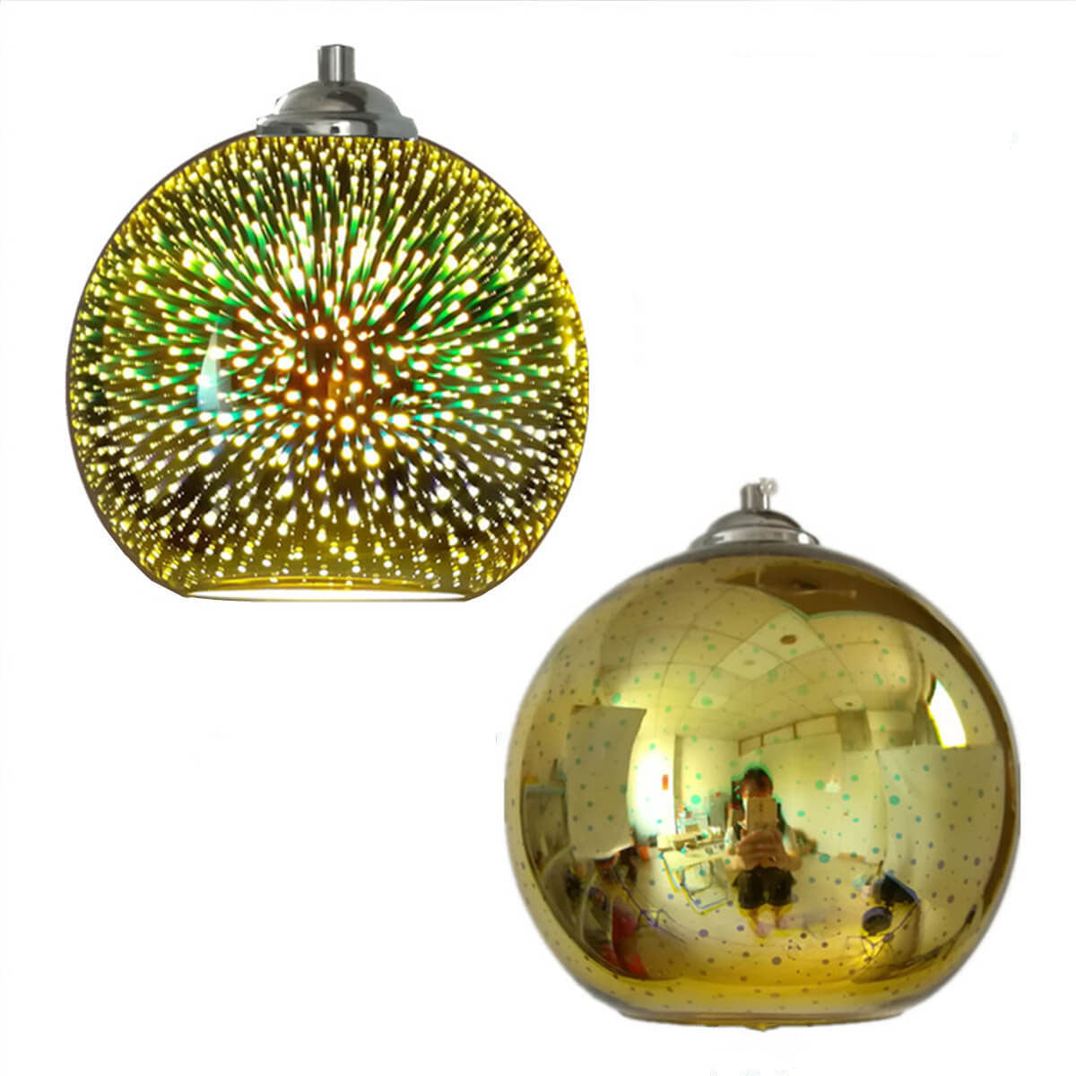 Flerfarvet 3D Glas Pendellampe | Skaber Firework-lignende Effekt | 1 Lyskilde | Moderne Indretning | Høj Kvalitet Glas og Metal | E27