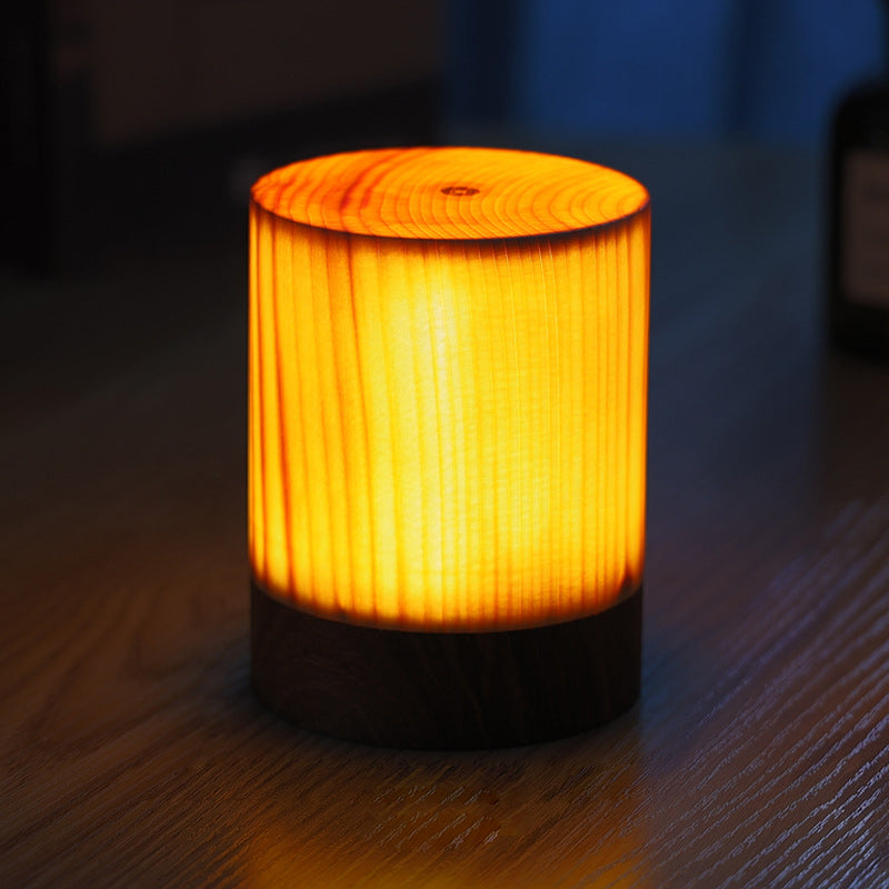 LumiWood | Trådløs LED Lampe | Berøringstyret | Indbygget Batteri | Trælook | Moderne Design | Justerbar Lysstyrke | 25 cm