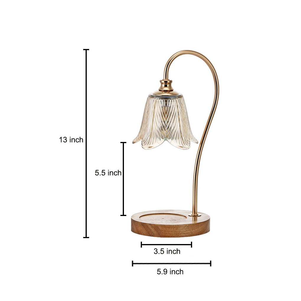 Dæmpbar stearinlysvarmer lampe | Blomstret glasskærm | 3 basismuligheder | 2 LED-pærer inkl. | Moderne nordisk design | 33x15cm | Velegnet til 14x9