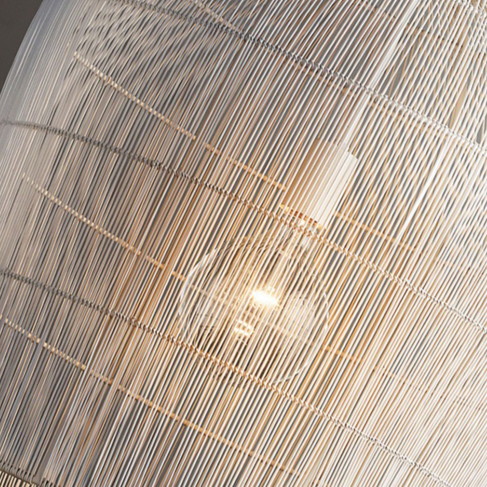 Rund loftlampe | Rattan | Klassisk design | 60W maksimal watt | E27 fatning | Sort/hvid finish | 150 cm ledning | Perfekt til stue og