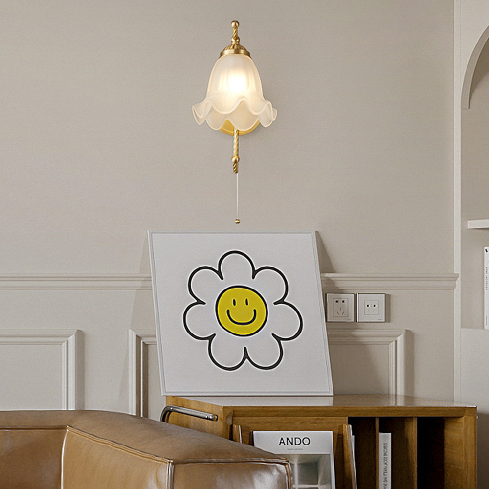 Retro Glamour Vægbelysning | Fransk Inspireret | Glasdetaljer | H29cm x Ø20cm | E27 Fatning | CE & UL Certificeret | Stilfuld Elegance til