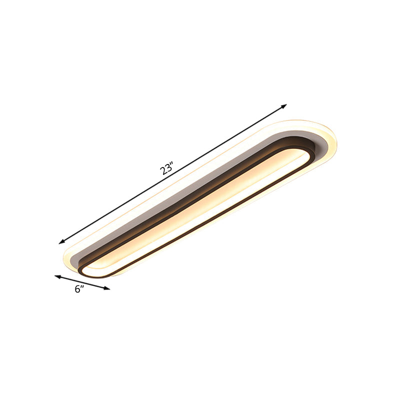 Oval LED Belysning | Moderne Loftlampe | Sort/Hvid Metal | Akryldiffusor | Energibesparende | Justerbar Lysstyrke | Stilfuld