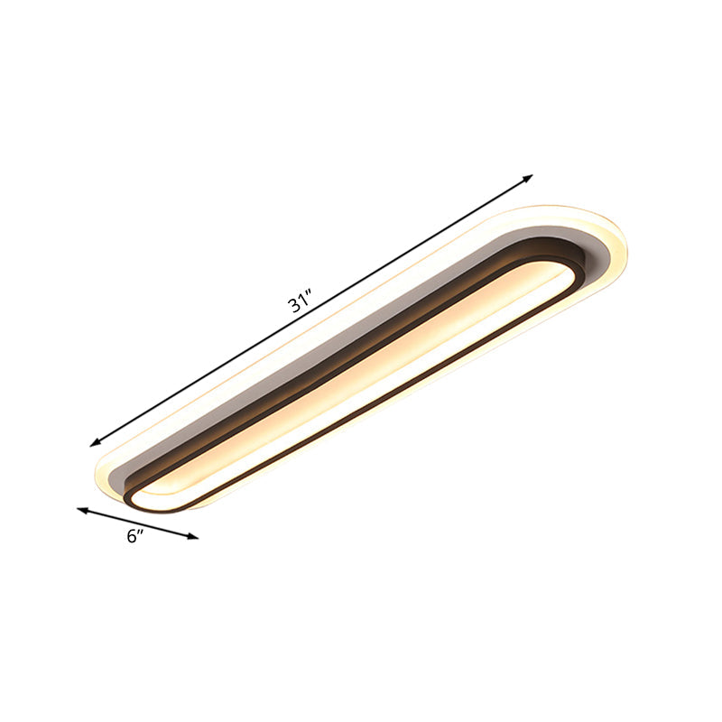 Oval LED Belysning | Moderne Loftlampe | Sort/Hvid Metal | Akryldiffusor | Energibesparende | Justerbar Lysstyrke | Stilfuld