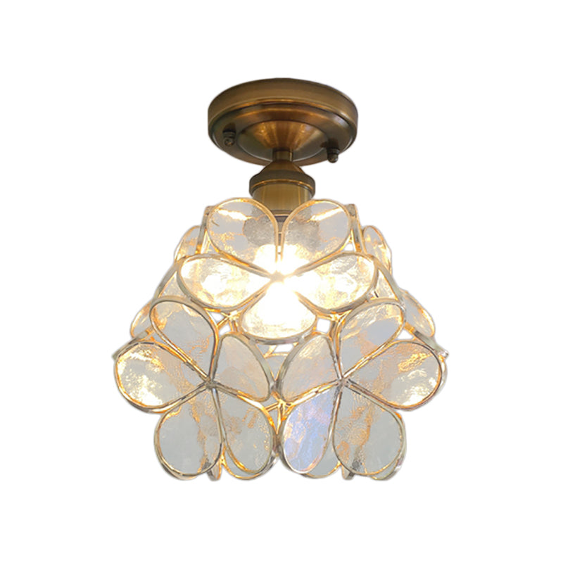 Retro loftlampe | Farvet glas | Blomstermotiv | E14 Montering | 21cm bred | 13cm høj | Flere farver | Velegnet til LED | Ideel til små