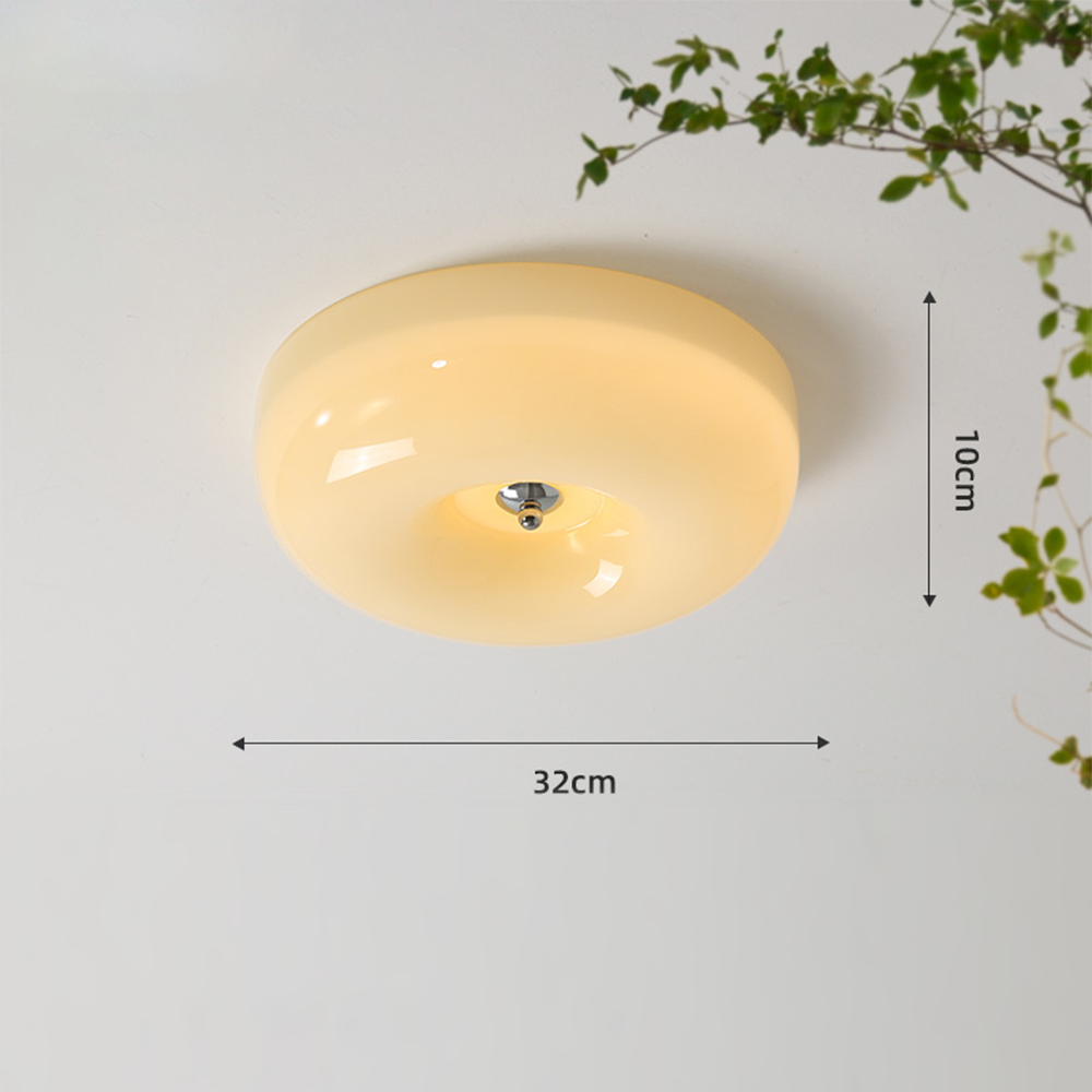 Loftslampe i Glas og Metal | LED Lyskilde | Varmt Lys | Inkl. Pære | Diameter 32/40/46 cm | Højde 10 cm | CE UL Certificeret | Velegnet til