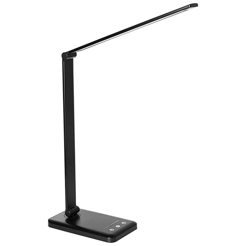 LED-lampe til arbejdsbord | 5 lysindstillinger | USB-opladningsport | Dæmpbar og foldbar | Øjenvenligt design | Moderne stil | Sort eller hvid finish