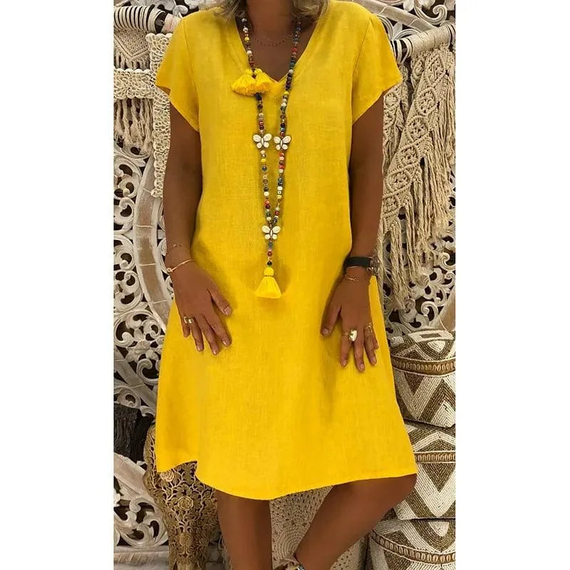 💃Lørkjoler Casual midikjole med V-udskæring