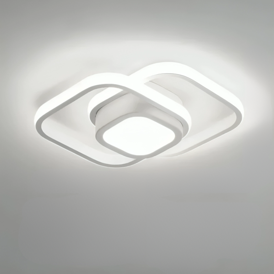 LED Loftsbelysning | Kreativt 2-Rings Design | Moderne Stil | Energieffektiv | Til Hall, Balkon & Kontor | Ø24 cm | 18W | Varm Hvid | Aluminium &