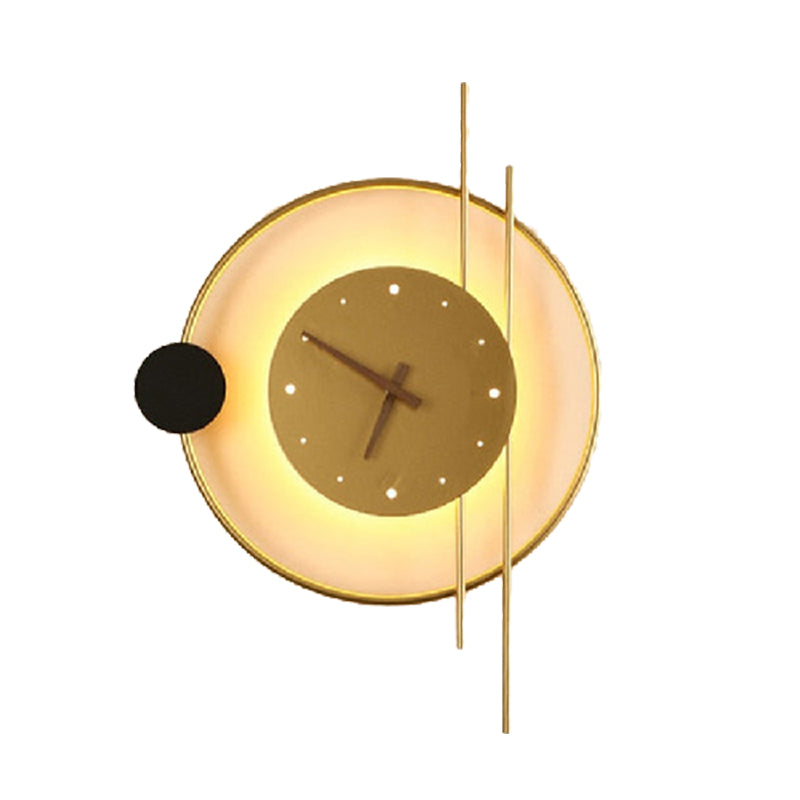 LED Væglampe | Moderne Ur Design | Sort Metal | Indendørs Belysning | Børneværelse | Stue | Soveværelse