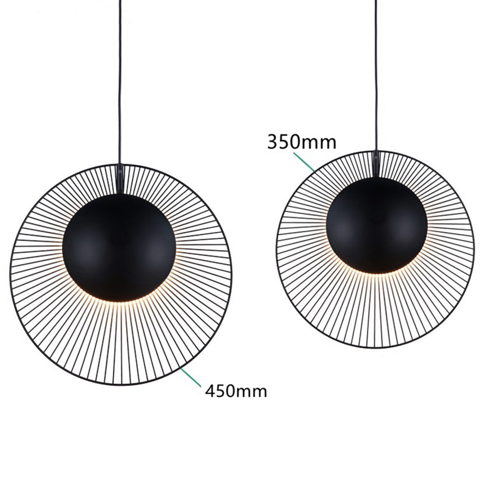 Modern | Sort Metal Pendel | Justerbar Højde | 22cm/52cm | Ø20cm/26cm | Elegant Design | E26/E27 | 40W | Til Spisestue | Ikke Dæmpbar | Kabel 150cm