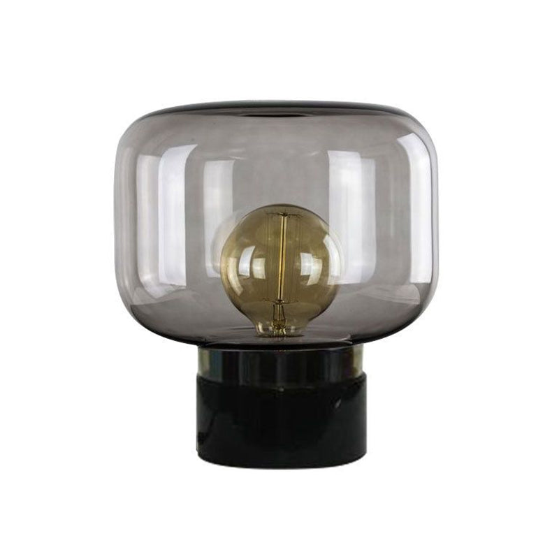 Røget Glaslampe | Moderne Skandinavisk Stil | Elegant Marmorbund | Varmt Ambience Lys | Sort og Hvidt Design | Ideel til Soveværelse eller