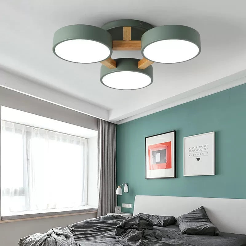 MacaronLight | Moderne loftlampe i metal | 3 LED lys | Grå, Grøn, Hvid | Energieffektiv | Stilfuld til stue og