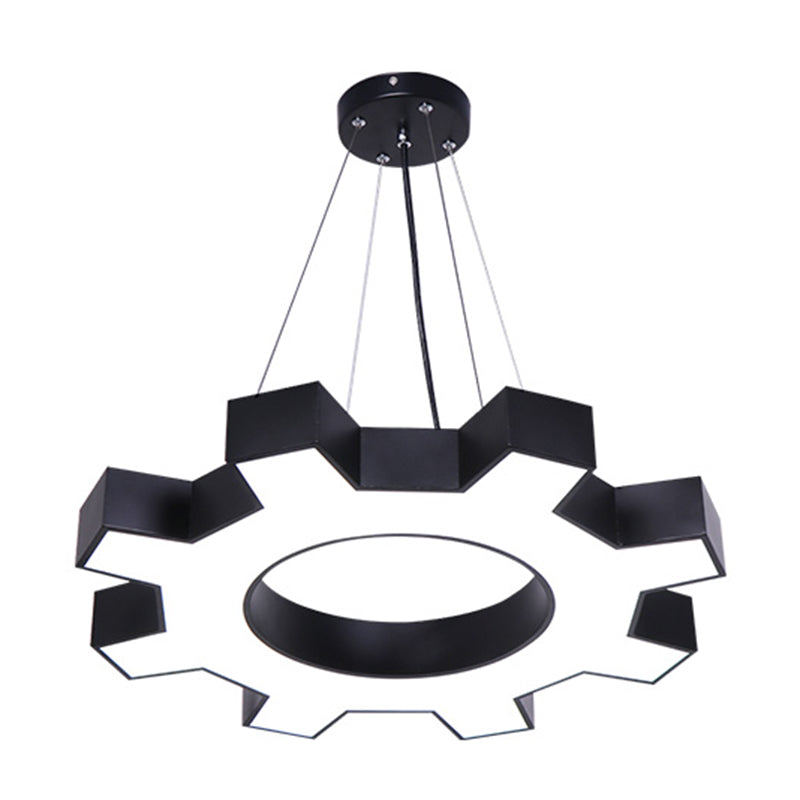 Gearformet LED-lampe | Industrielt design | Gymnastiksal | Energieffektiv belysning | Guld, Hvid, Sort | Moderne stil | 60 cm bred | Metalfinish