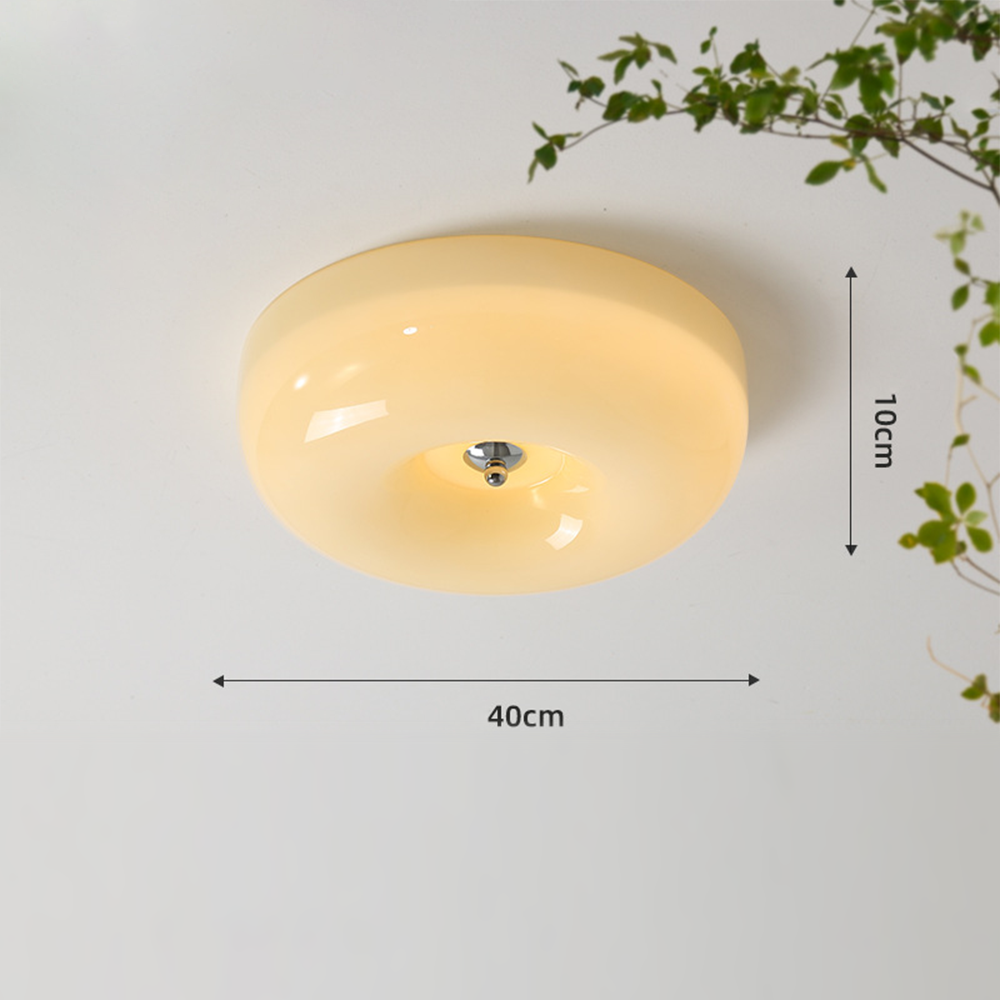 Loftslampe i Glas og Metal | LED Lyskilde | Varmt Lys | Inkl. Pære | Diameter 32/40/46 cm | Højde 10 cm | CE UL Certificeret | Velegnet til