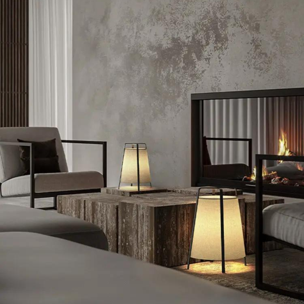 Tivalis gulvlampe | Japandi design | Naturlige materialer | Træ og stof | Elegant og tidløst look | Minimalistisk stil | Perfekt til entre, stue