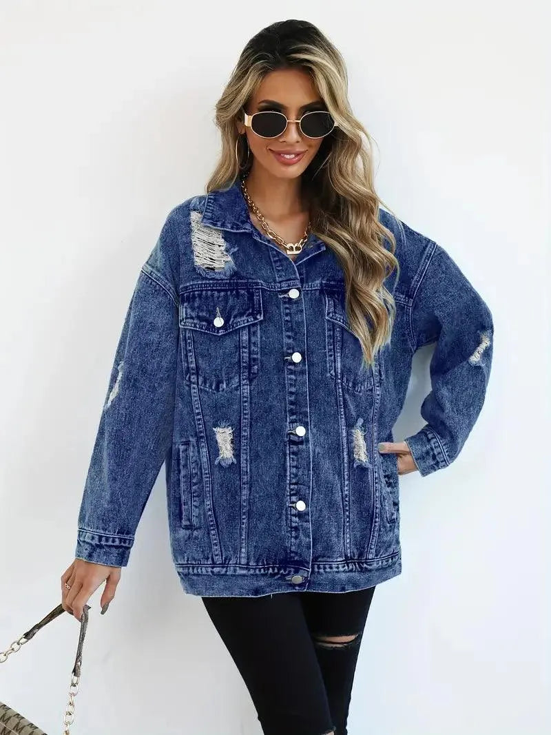Trendy Oversized Denimjakke til Kvinder - Visconte