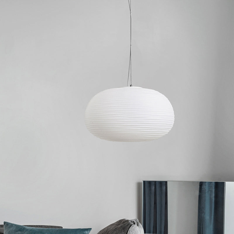Marie | Moderne loftlampe | Ribbet glas | 1 Lyskilde | Hvid ramme | E26/E27 montering | Elegant pendel | Indendørs belysning | Alsidig