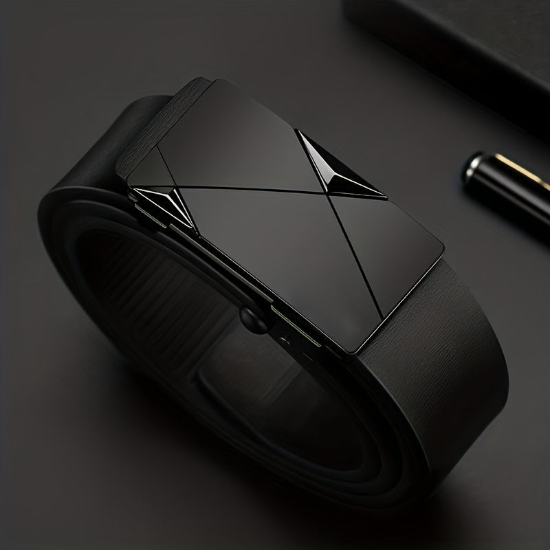 Herremandsbælte i ægte læder med automatisk