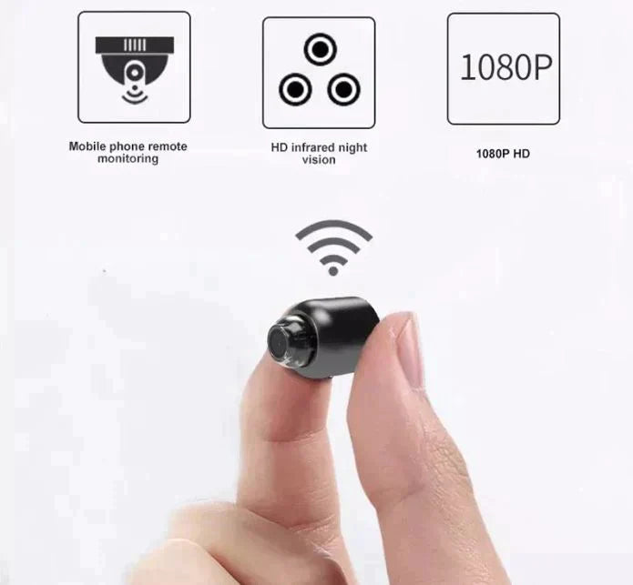 SECURECAM | Kompakt WiFi Kamera | Full HD 1080p | Natkikkert Infrarød | Til Smartphone | Udendørs & Indendørs | iOS & Android Kompatibel | Cloud &