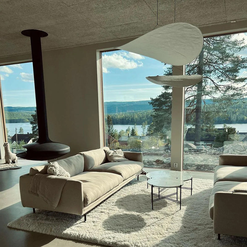 LunaLux LED loftslampe | Moderne design | Højkvalitets metal | Hvid kunstsilke finish | Til soveværelse | Spisestue | Stue | Energieffektiv | 40 cm