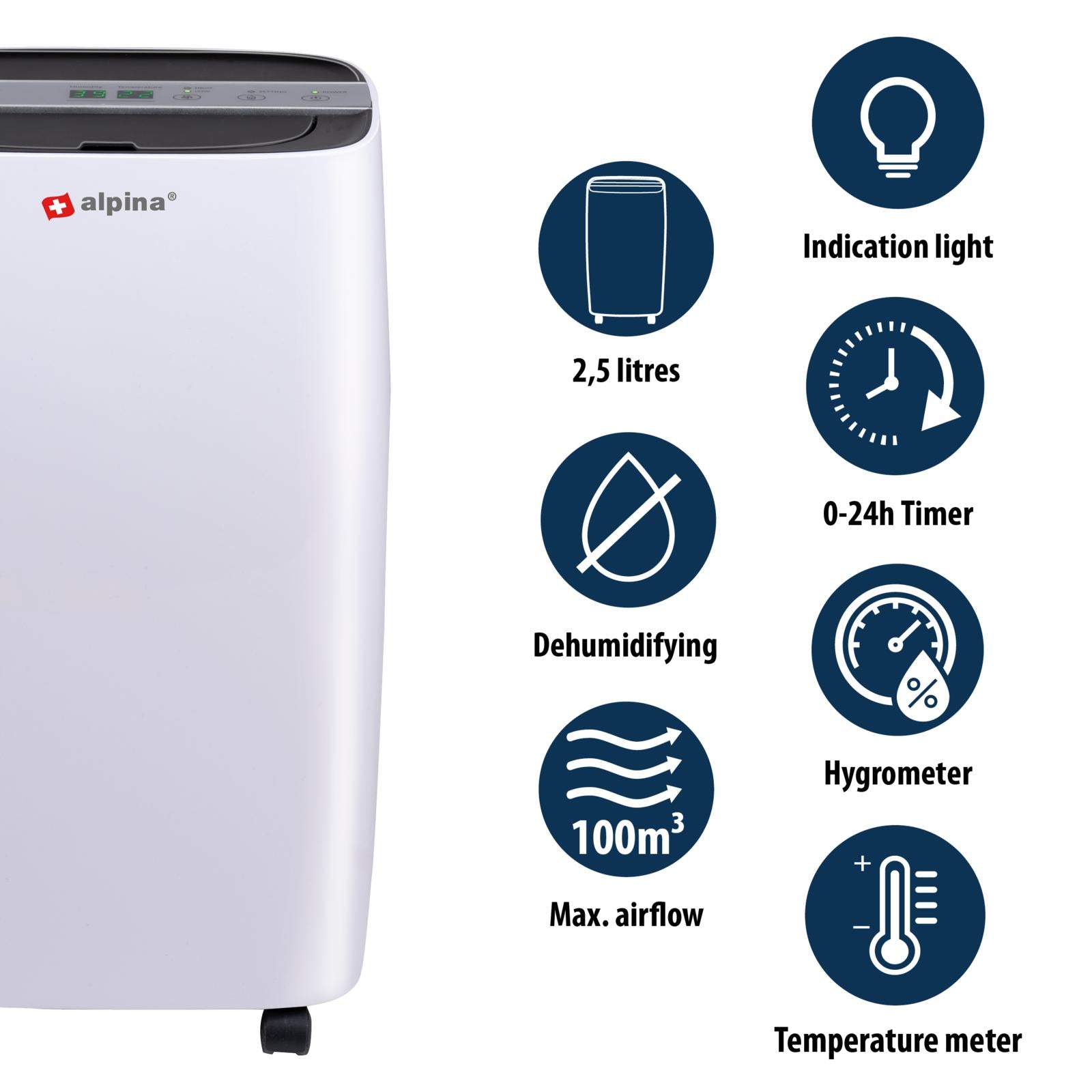 Alpina kraftigt Luftaffugter og Luftrenser 10L Per