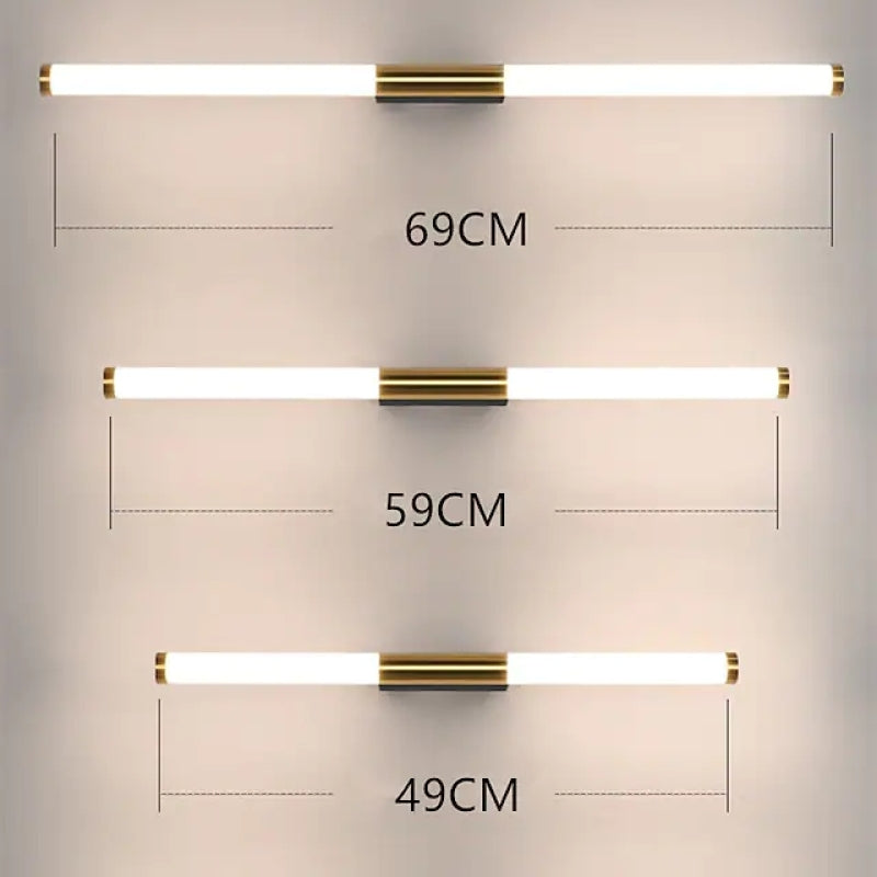 Leigh LED Væglampe | Hvid-Guld Metal | Moderne Minimalistisk Design | Stue & Badeværelse | Rustfrit Stål & Akryl | 49-69 cm | LED 3000K/6000K
