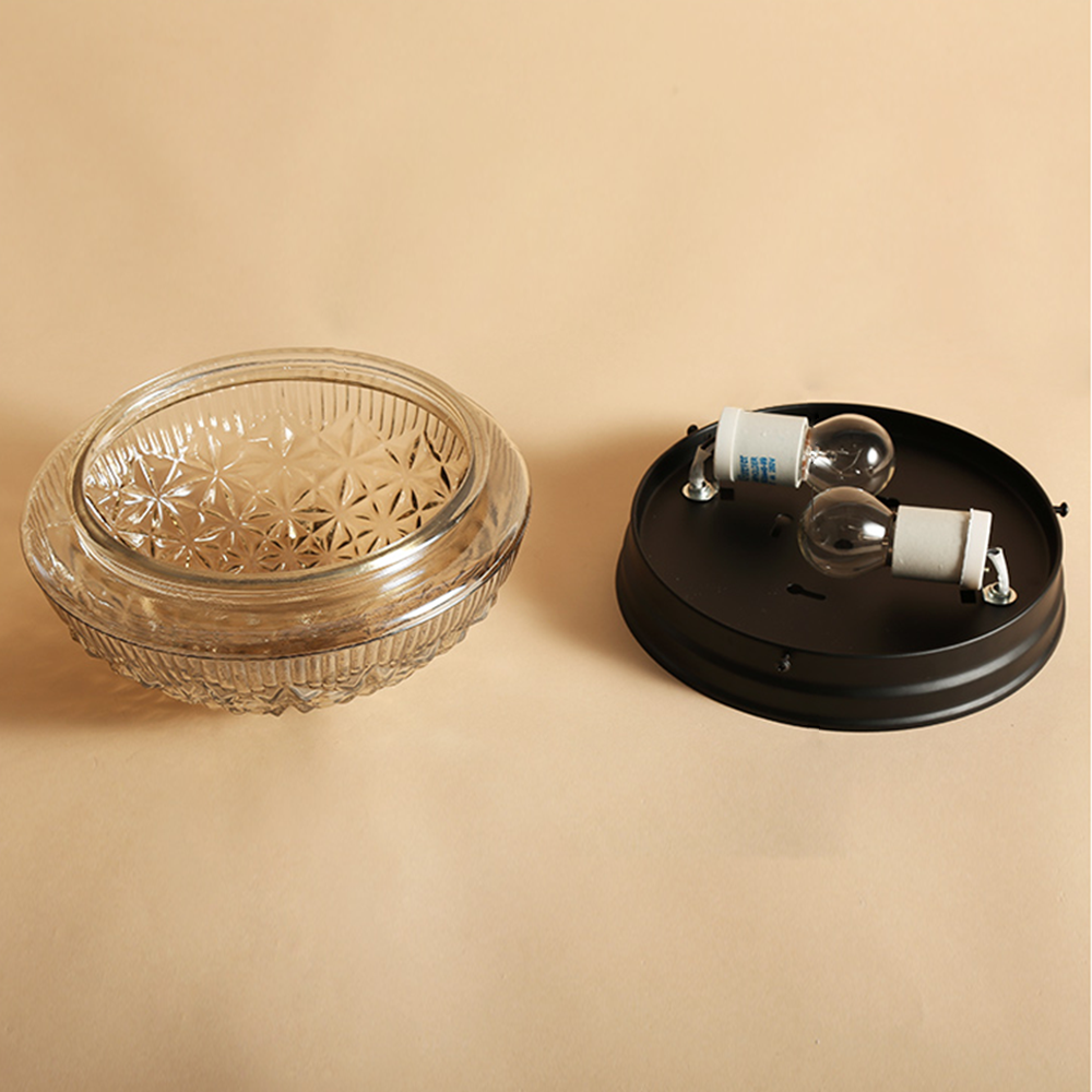 Klar Glas Loftlys | Ribbet Glasdesign | E27 Sokkel | Soveværelse Belysning | 2 Lyskilder | 110V-120V | Elegant og Stilfuld | CE og UL Certificeret