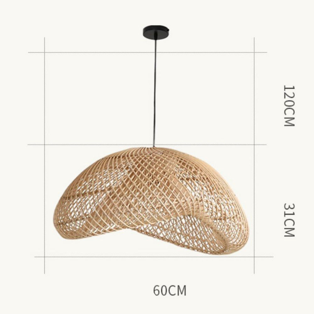 Bauhaus-inspireret loftlampe | Håndlavet skyformet design | Rattan & Jern | Elegant belysning til moderne hjem | E27 fatning | Høj kvalitet detaljer