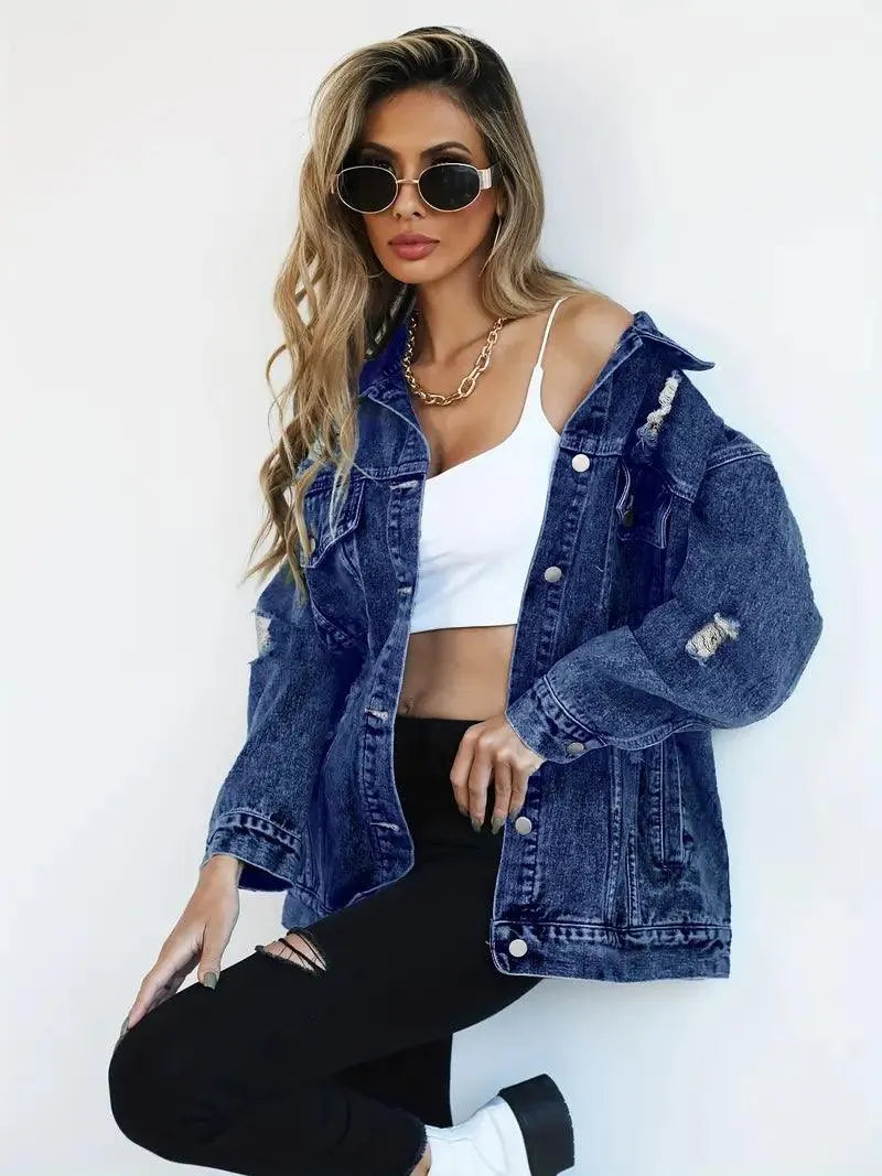 Trendy Oversized Denimjakke til Kvinder - Visconte