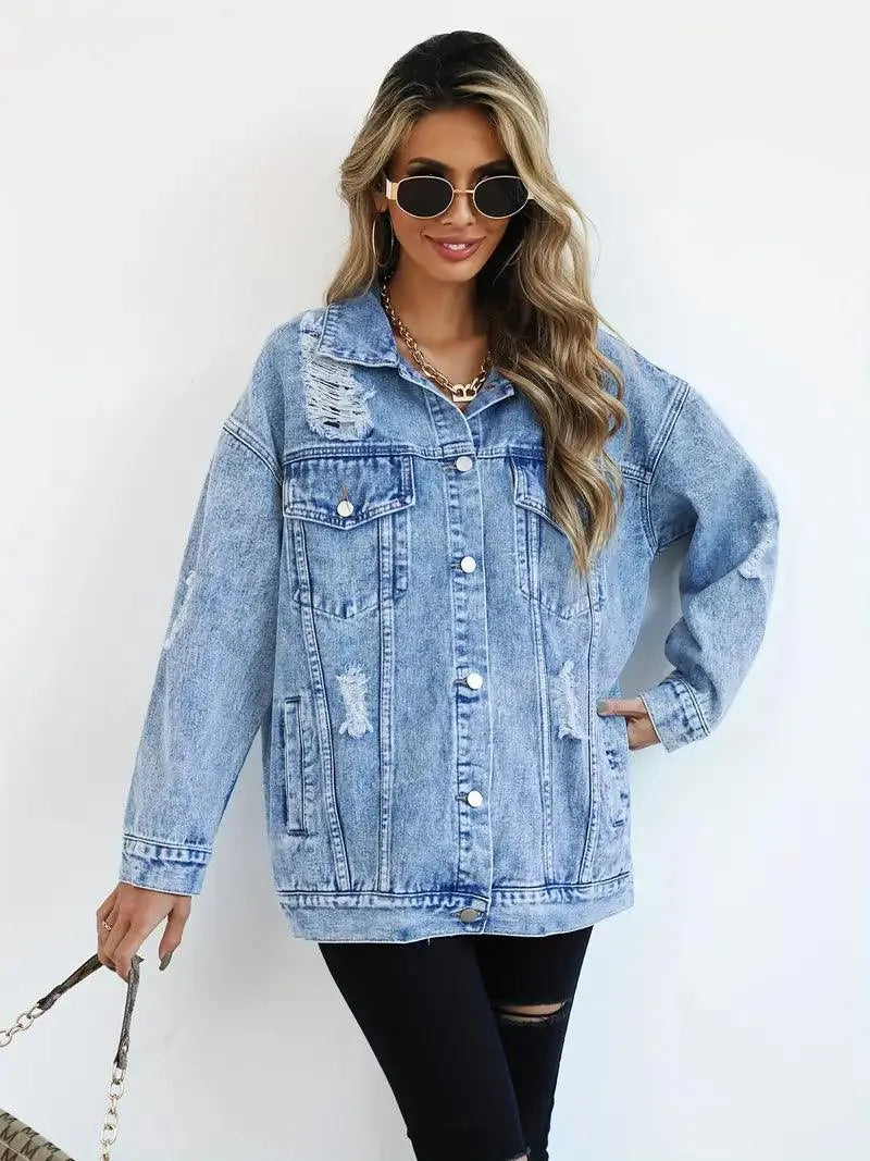 Trendy Oversized Denimjakke til Kvinder - Visconte