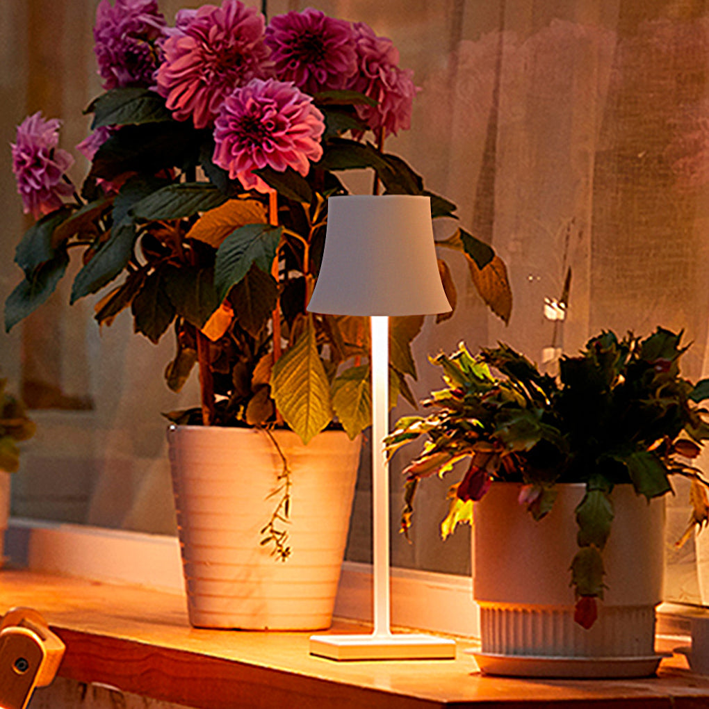 Evelien | Genopladelig trådløs LED-bordlampe | Mat hvid/sort | IP54 Vandtæt | Dæmpbar via berøringskontrol | USB-opladning | 38 cm