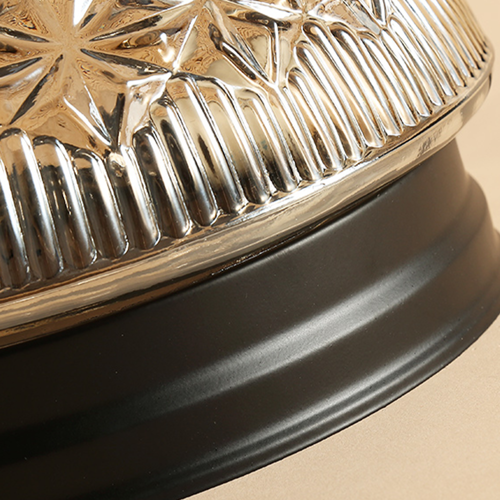 Klar Glas Loftlys | Ribbet Glasdesign | E27 Sokkel | Soveværelse Belysning | 2 Lyskilder | 110V-120V | Elegant og Stilfuld | CE og UL Certificeret