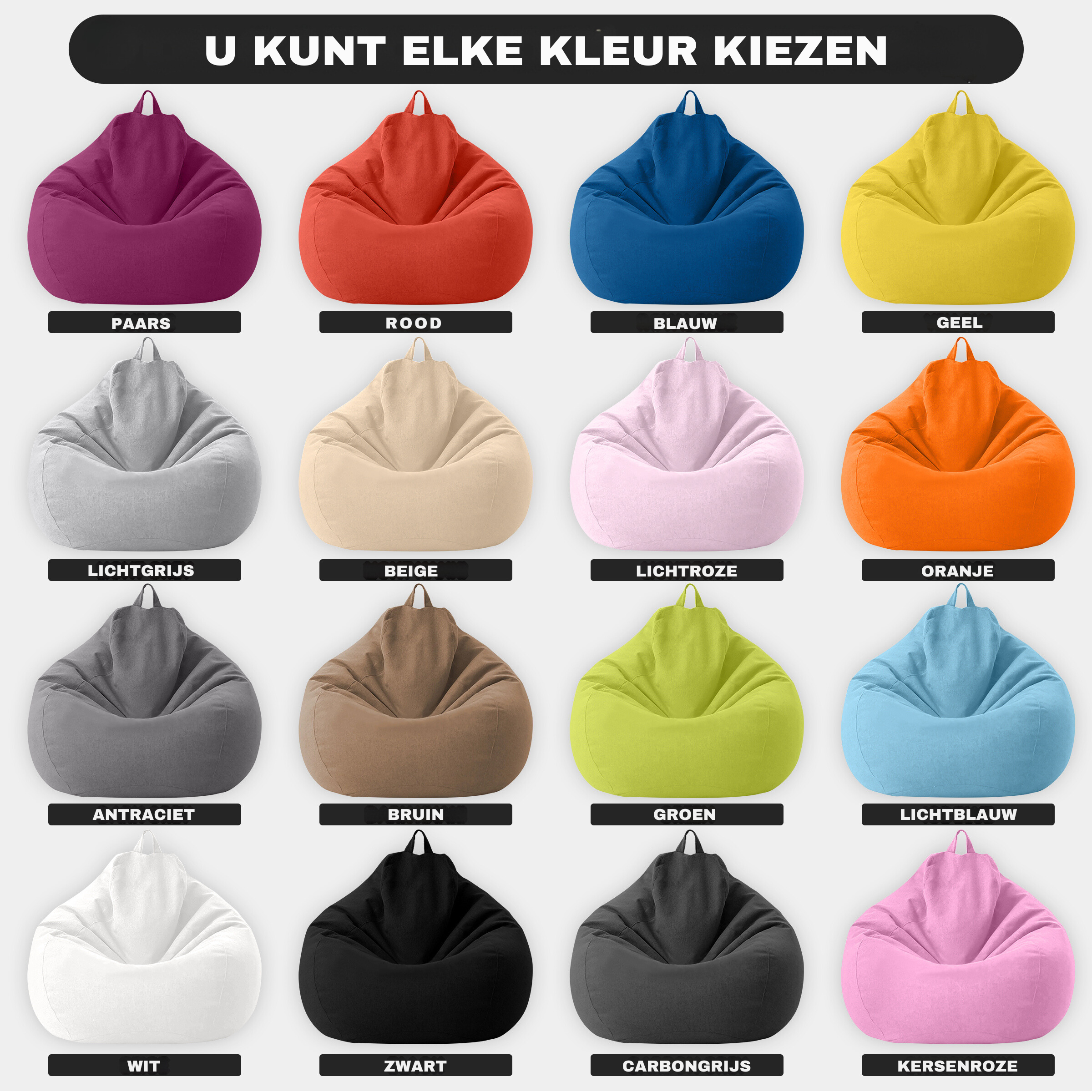 Sækkestol i Premium Linned | Ergonomisk Design | Komfortabel Høj Kvalitets Fyld | Aftageligt og Vaskbart Betræk | Fås i 16 Farver og Flere Størrelser