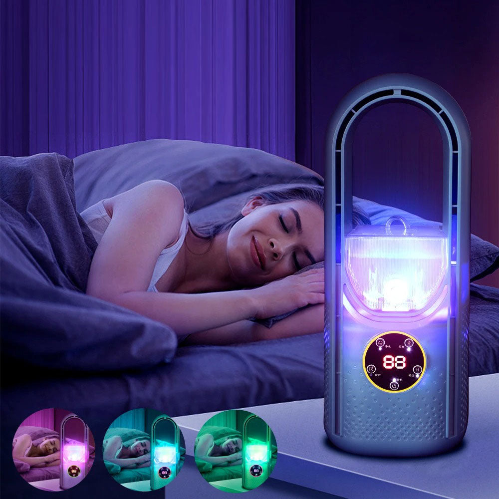 Bladfri Luftkonditionering | Tyst Transportabel Luftkøler | 6 Hastigheder | USB Strøm | Hjem & Kontor