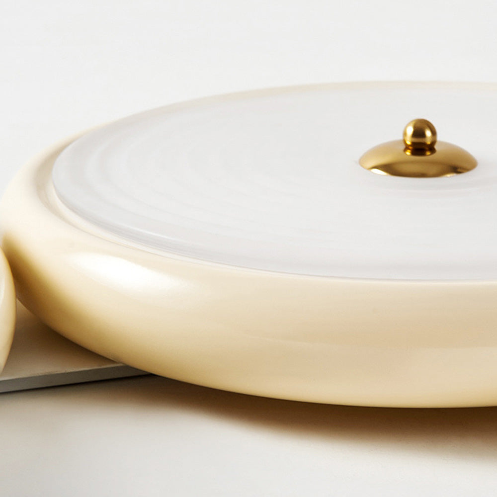 Hvid LED-loftslampe | Rund design | Diameter D25/D35/D45cm | Højde H12cm | Materiale: Metal+Akryl+Glas | Perfekt til spisestue, stue og