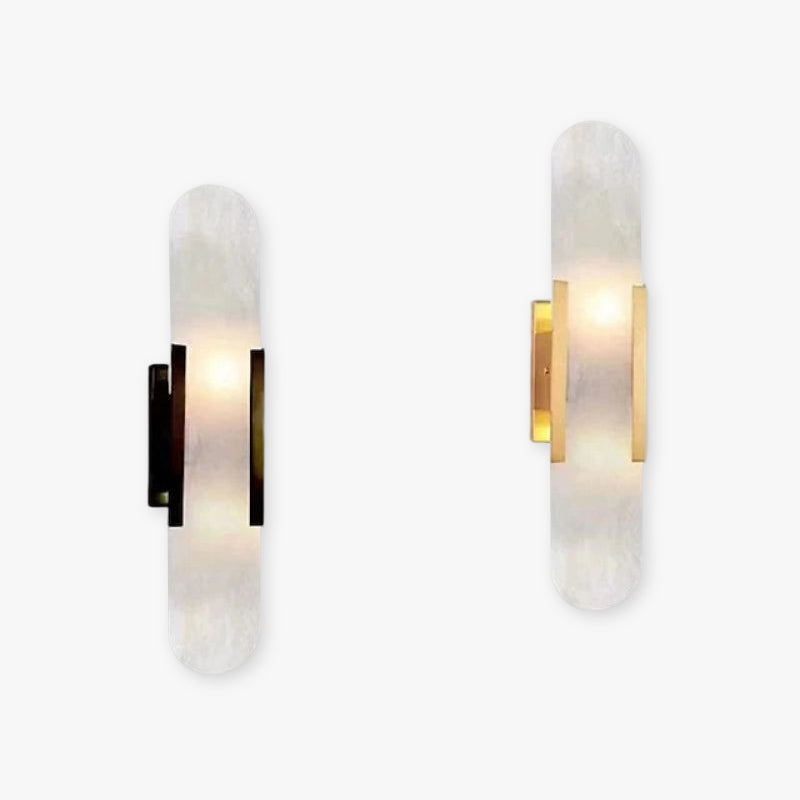 Chan LED Væglampe | Sort & Guld Finish | Moderne Design | Oval Lucite Krystal | Til Spisestue & Soveværelse | Metal & Dolomit Materialer | 110V-240V