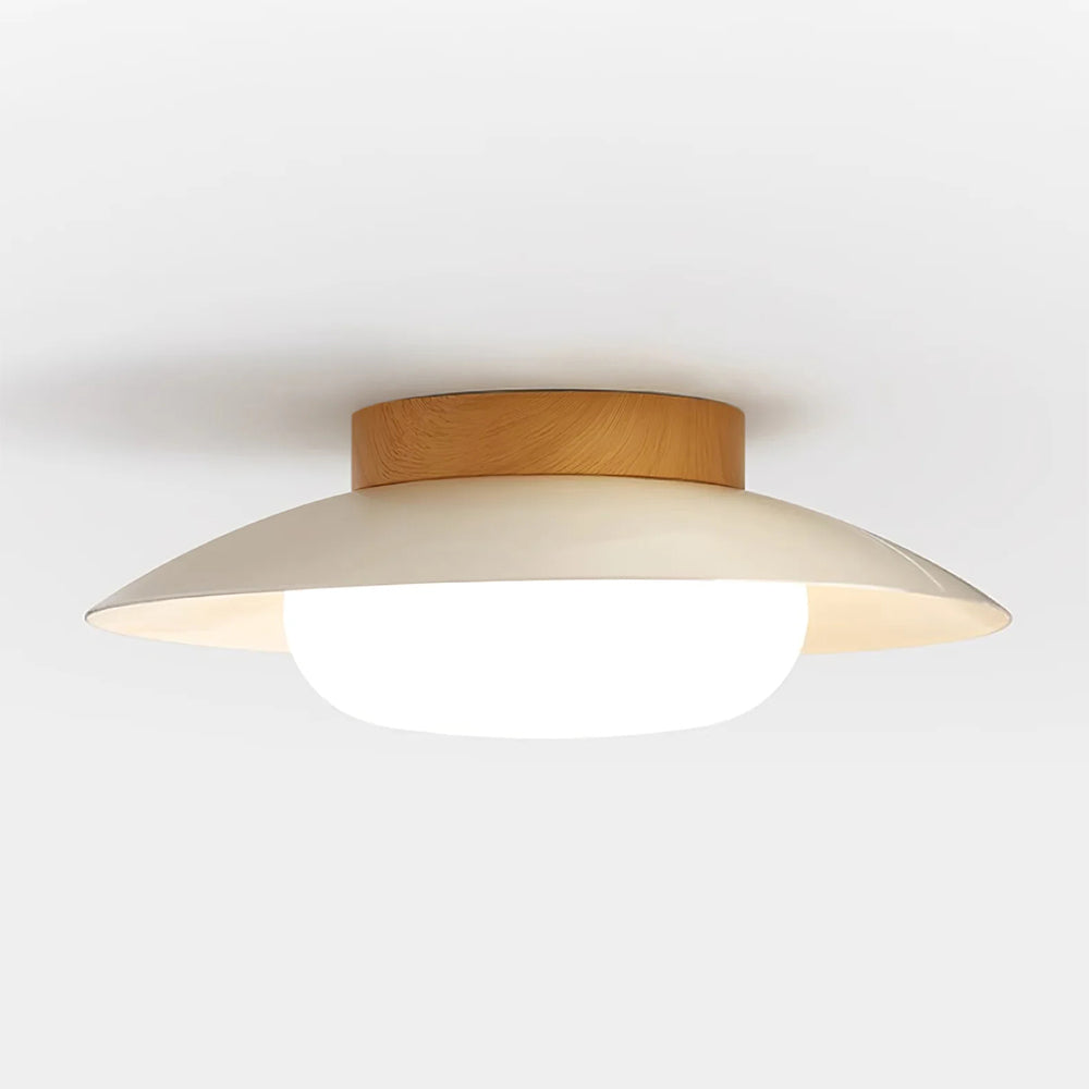 Cremefarvet Rund Loftsbelysning | Modern Design | Ø35 cm | LED Lampe | Jern og Akryl Materiale | Hvid Finish | Soveværelse og Stue | Tidsløst Look