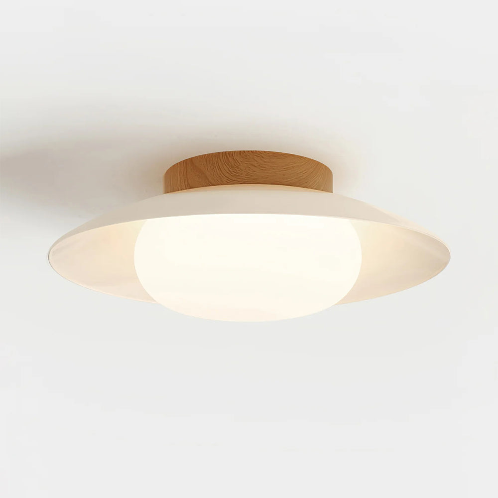 Cremefarvet Rund Loftsbelysning | Modern Design | Ø35 cm | LED Lampe | Jern og Akryl Materiale | Hvid Finish | Soveværelse og Stue | Tidsløst Look