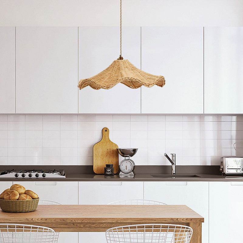 Boheme Rattan Håndvævet Hængelampe | Justerbar Længde 150 cm | E27 Fatning | Maks 40W | Siv Materiale | Ø 30/40/50 cm | Til Stue, Spisestue,