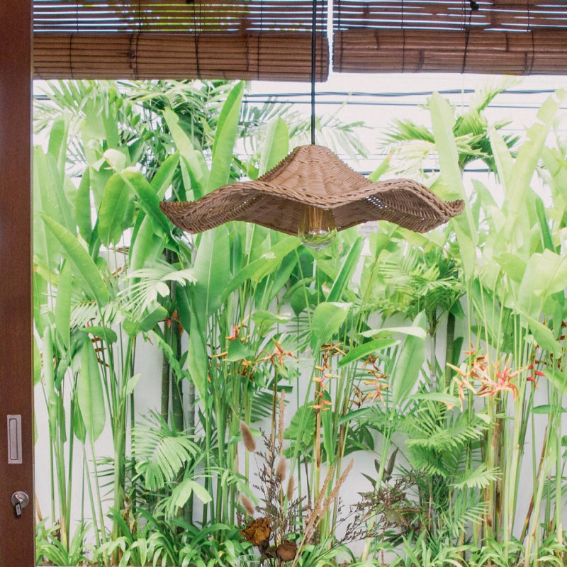 Boheme Rattan Håndvævet Hængelampe | Justerbar Længde 150 cm | E27 Fatning | Maks 40W | Siv Materiale | Ø 30/40/50 cm | Til Stue, Spisestue,