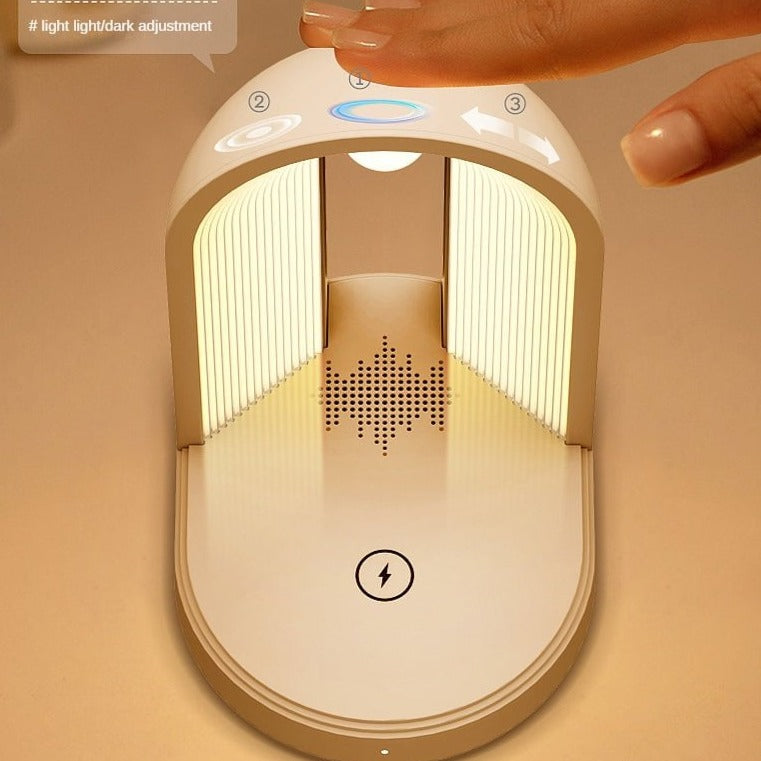 Luminoir | Moderne Arc design | Bordlampe i metal og plastik | LED lyskilde | Hvid & Pink | Varme toner | Størrelse 40x25x10 cm | 1,5 m kabel | Til