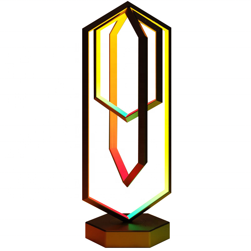 Smart LED-belysningslampe | Geometrisk design | App-styring | Flerfarvede effekter | Bluetooth-kompatibel | Dæmpbar funktion | Sort aluminium | H: 40