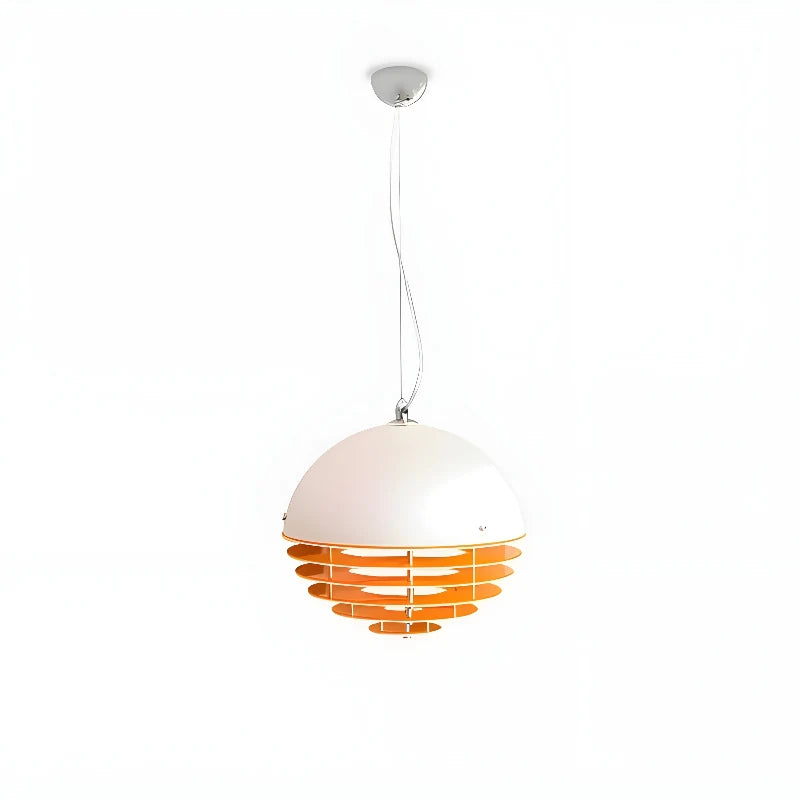 Hrafen Loftlampe | Glas Pendel | Unik Dome Design | Orange og Hvid | Elegant Atmosfære | E27 Fatning | Moderne Belysning | Akryl og Metal | 110-240V