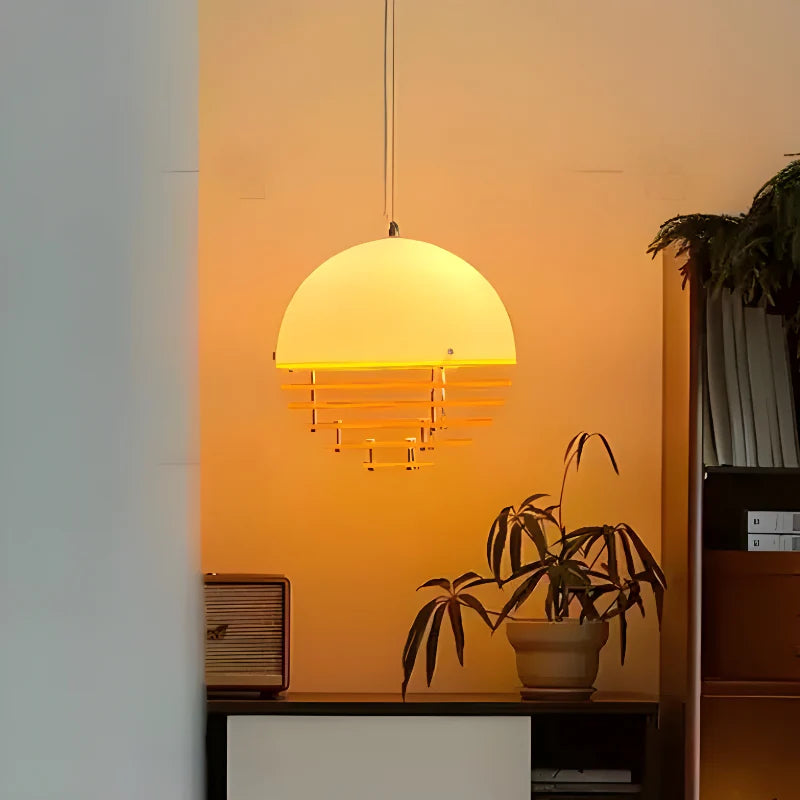 Hrafen Loftlampe | Glas Pendel | Unik Dome Design | Orange og Hvid | Elegant Atmosfære | E27 Fatning | Moderne Belysning | Akryl og Metal | 110-240V