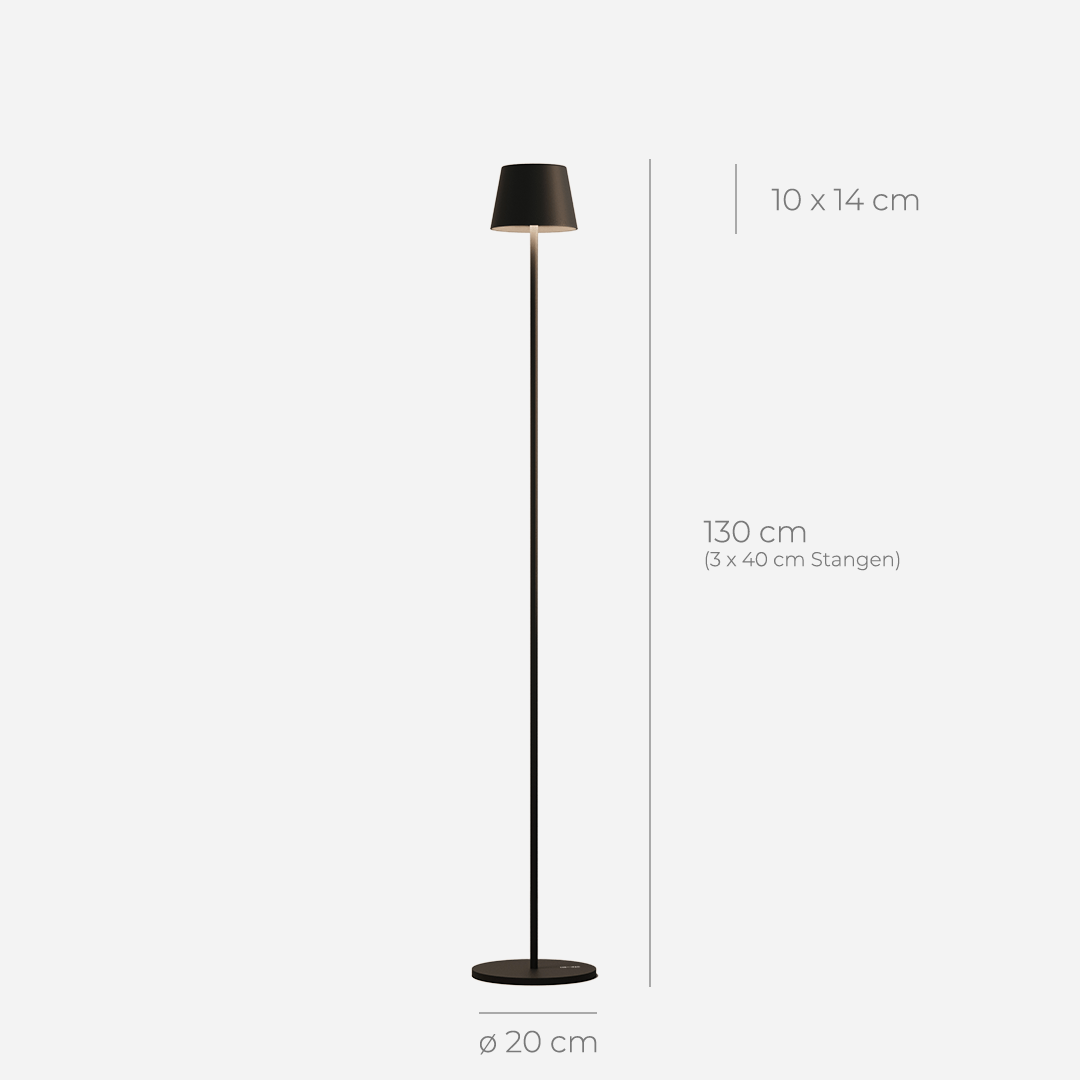 Rilano | Justerbar LED lysstand | Genopladeligt batteri | 10 timer brugstid | Stilrent design | Varm lystemperatur 2700K | Indendørs og udendørs