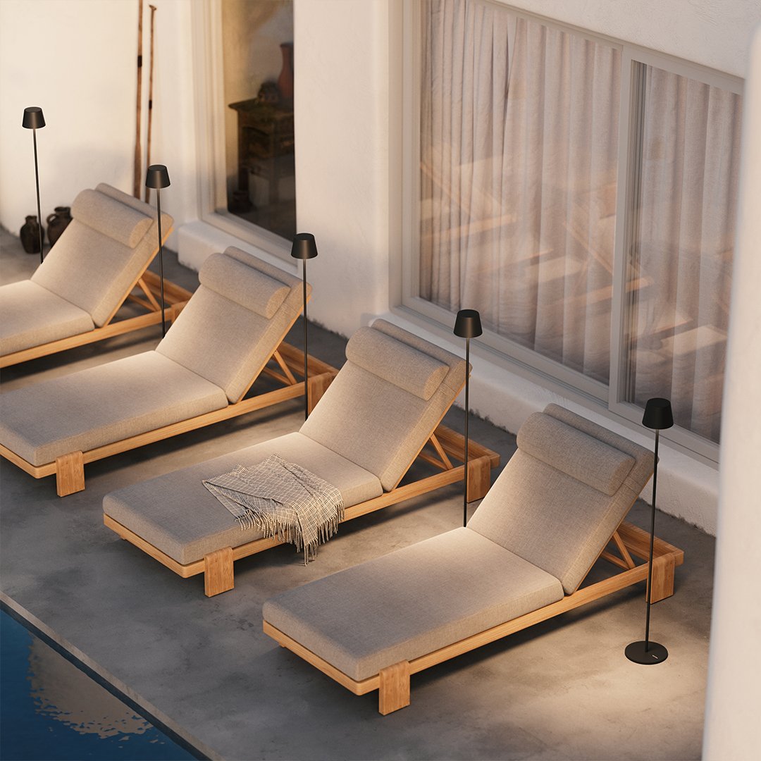 Rilano | Justerbar LED lysstand | Genopladeligt batteri | 10 timer brugstid | Stilrent design | Varm lystemperatur 2700K | Indendørs og udendørs