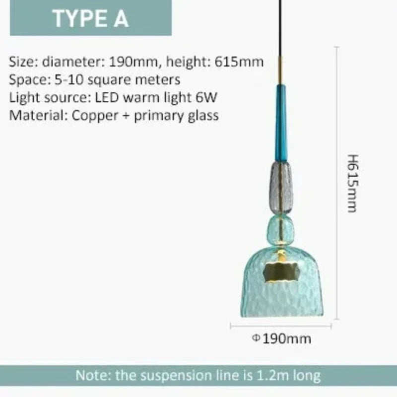 ColorGlow | Glas Pendellampe | Farverigt Design | Varm Hvid Lys | 10-15 m² | Moderne Indretning | Energivenlig Belysning | Pålidelig Spænding 90-260V