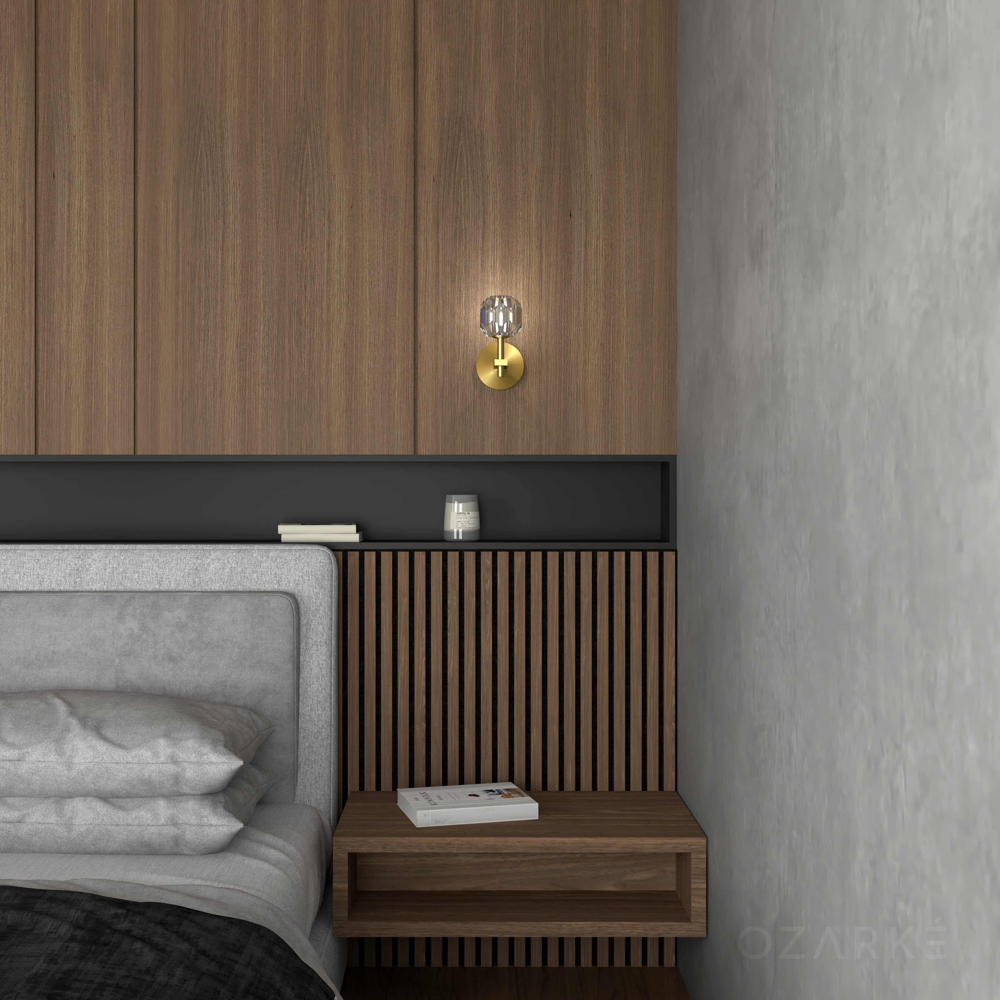 Lux Mini væglampe | Elegance og funktionalitet | Jern og krystal | Kompakt og stilfuld belysning | Guld finish | Energieffektiv | Høj kvalitet og nem