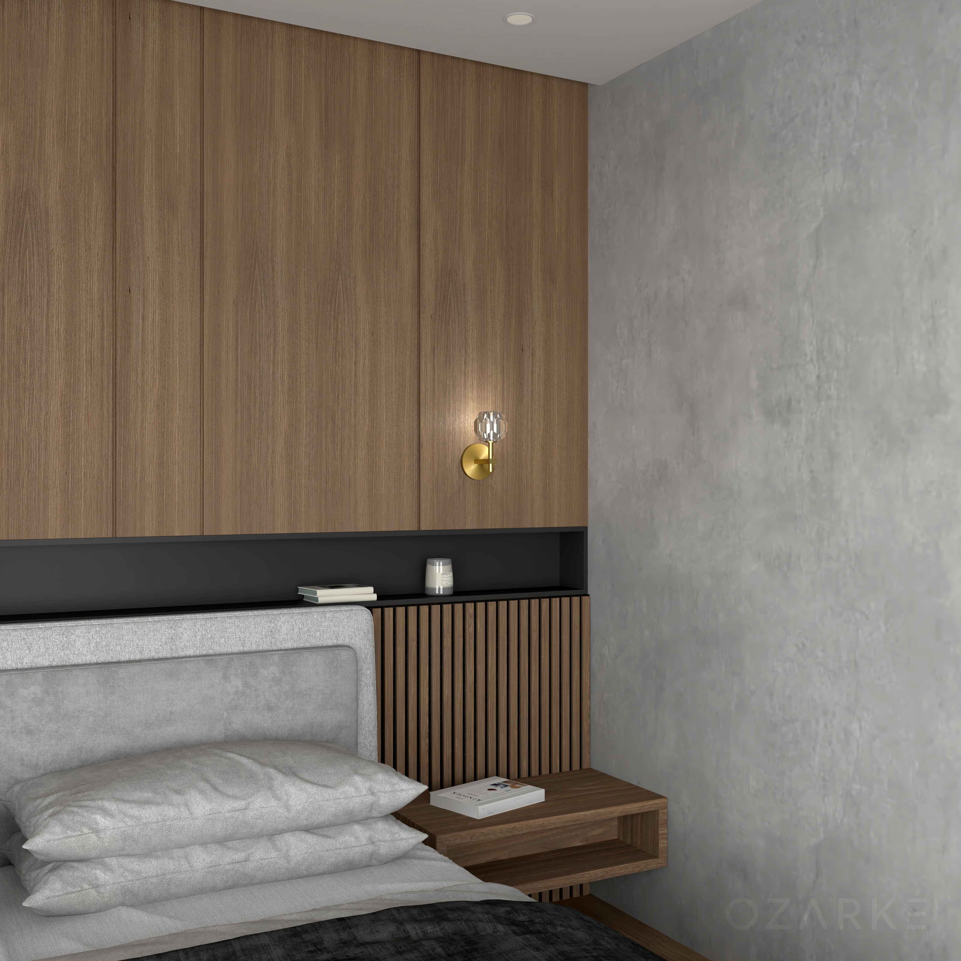 Lux Mini væglampe | Elegance og funktionalitet | Jern og krystal | Kompakt og stilfuld belysning | Guld finish | Energieffektiv | Høj kvalitet og nem